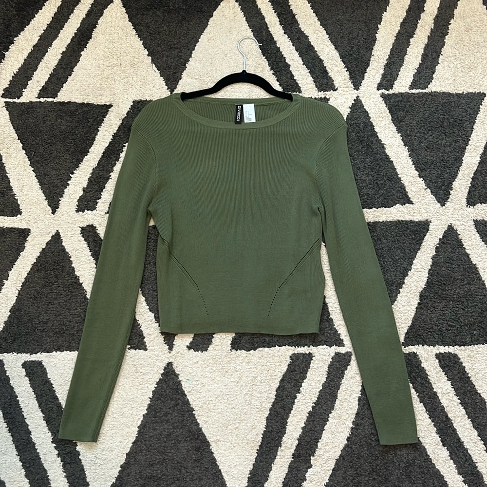 Olive Green Cropped Sweater